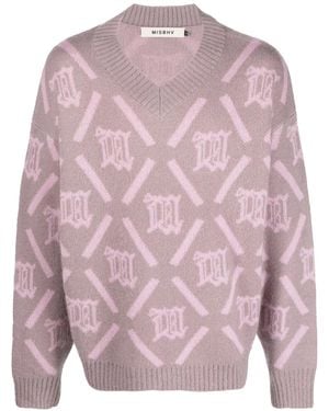 MISBHV Intarsia-Knit Logo Jumper - Pink
