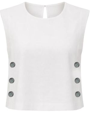 Marella Button-Detail Sleeveless Blouse - White