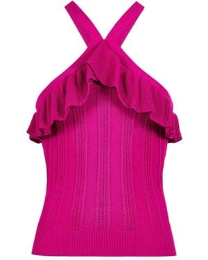 Marie Oliver Tricia Halter-Neck Ruffled Top - Pink