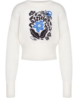 Moschino Floral-Intarsia Wool Jumper - White