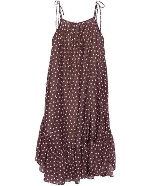 Psophia Polka-Dot Ruffled Midi Dress - Purple