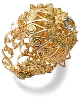 Dolce & Gabbana 18K Filigree Aquamarine Ring - Metallic