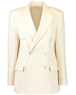 Brunello Cucinelli Linen Double-Breasted Jacket - Natural