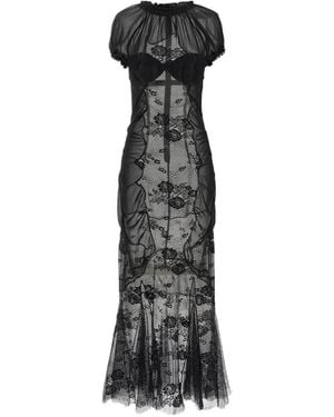 The Attico Lace Tulle Midi Dress - Black