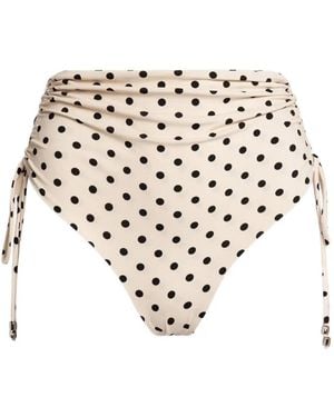 WEILI ZHENG Polka-Dot Ruched Bikini Bottoms - White