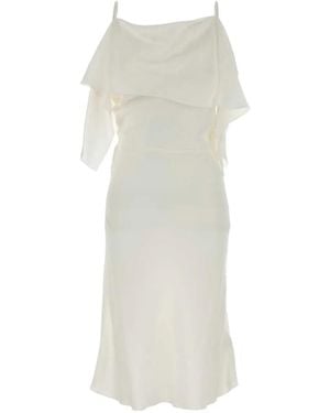 MM6 by Maison Margiela Ruffled Midi Dress - White