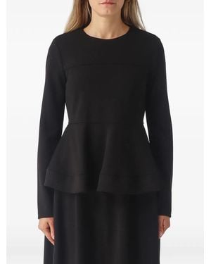 MEIMEIJ Peplum Long-Sleeve Blouse - Black