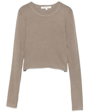 SLVRLAKE Denim Long-Sleeve Cropped T-Shirt - White
