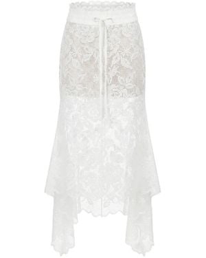 Monse Lace Drawstring-Waistband Midi Skirt - White
