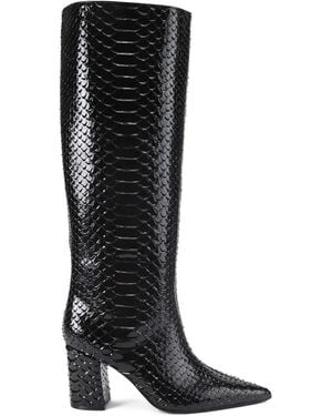 Kurt Geiger Reptile-Effect Block-Heel Boots - Black