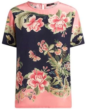 Etro プリント シルクtシャツ - ブルー