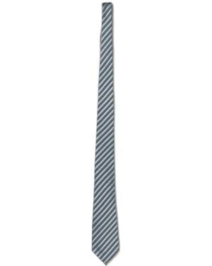 ZEGNA Diagonal-Stripe Silk Tie - White