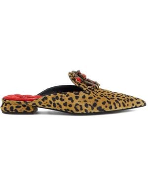 Roberto Cavalli Mules À Motif Léopard - Brown