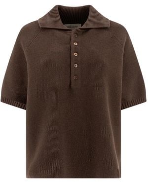 UMARMUNG Buttoned Polo-Neck Top - Brown
