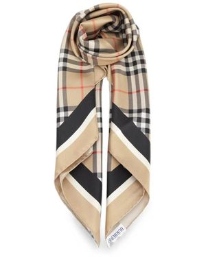Burberry Check Silk Scarf - White