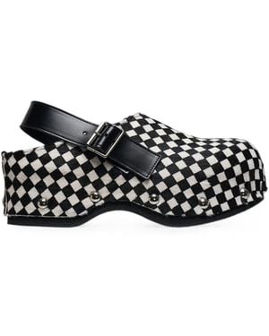 Comme des Garçons Check-Print Studded Clogs - Black