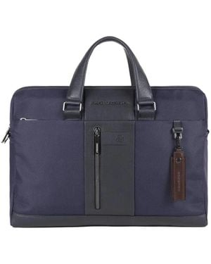 Piquadro Zip Detail Laptop Bag - Blue