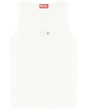 DIESEL Round Neck Slim Fit T-Shirt With Oval D Logo - White