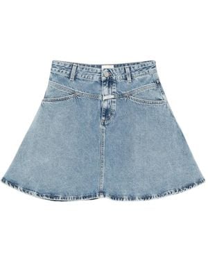 Closed Cotton Short Skirt - Blue