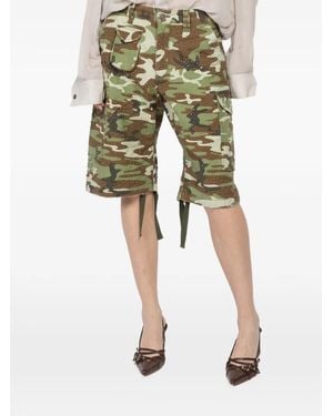Cout de la Liberte Nietenverzierte Shorts Mit Camouflagemuster - Natur