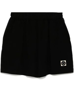 Joshua Sanders Pantalones Cortos De Piqué Con Motivo De Carita Sonriente - Negro