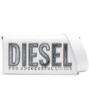 DIESEL Logo-Lettering Foldover Tote Bag - White