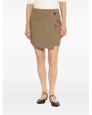 Gestuz Check-Pattern Wrap Skirt - Green