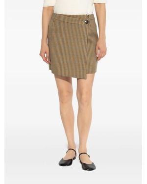 Gestuz Check-Pattern Wrap Skirt - Green