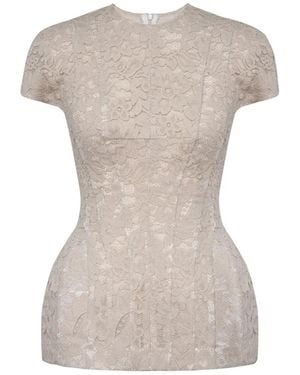 POST MERIDIEM Floral-Lace Panelled Top - Grey