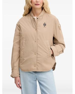Blauer Olivia Logo-Patch Button-Up Bomber Jacket - Natural