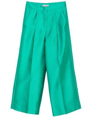 Carla G Satin-Finish Wide-Leg Palazzo Trousers - Green