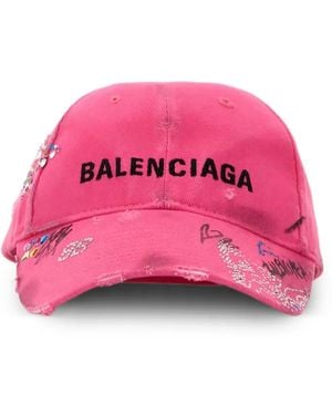 Balenciaga Embellished Canvas Baseball Cap - Pink