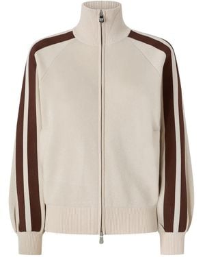 Pinko Striped-Sleeve Zip-Up Sweatshirt - Natural