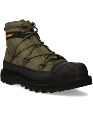 Caterpillar Quilted Lace-Up Boots - Black
