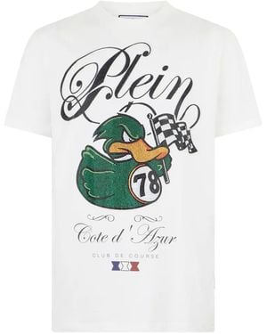 Philipp Plein Jersey T-Shirt Duck Cote D'Azur - White