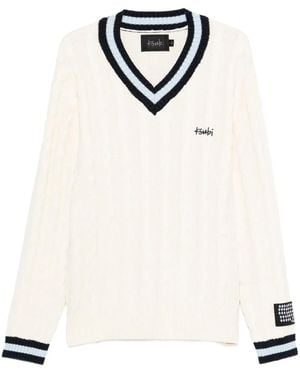 Ksubi Cable-Knit V-Neck Jumper - White
