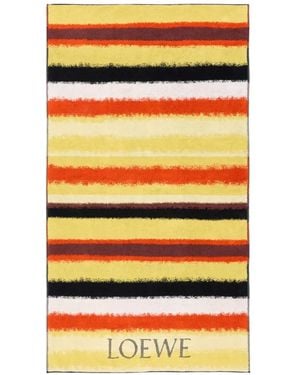 Loewe Telo Da Mare A Righe Con Logo - Giallo