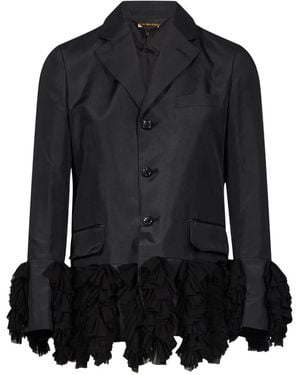 Comme des Garçons Ruffled-Trim Tailored Jacket - Black