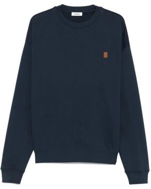 Sandro Logo-Patch Relaxed-Fit Cotton Sweatshirt - Blue