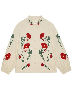 The Great Chaqueta Commodore Con Bordado Floral - Blanco