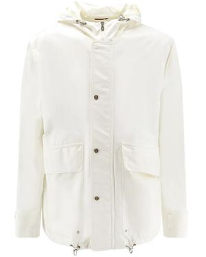 Brunello Cucinelli Hooded Press-Stud Jacket - White
