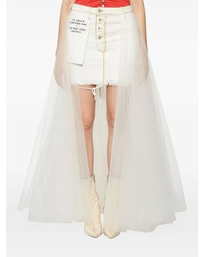Ben Taverniti Tulle Denim Skirt - White