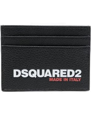 DSquared² Logo Print Leather Cardholder - White