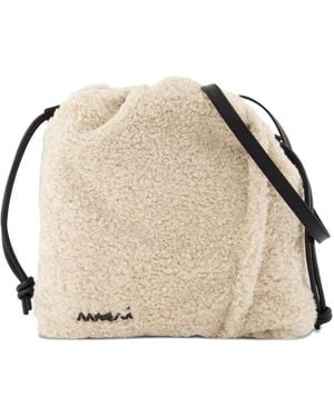 Marni Crossbodytas Van Imitatielamswol Met Trekkoord - Naturel
