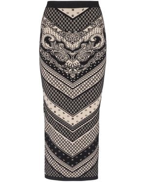Balmain モノグラム ペンシルスカート - グレー