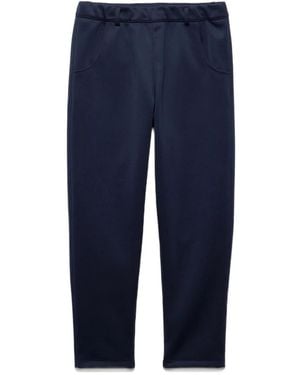 Prada Triangle-Logo Drawstring-Waistband Trousers - Blue