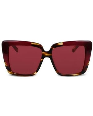 Ferragamo Eyewear Tortoiseshell-Effect Square-Frame Sunglasses - Red