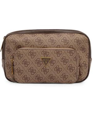 Guess Monogram-Print Zip-Up Belt Bag - Brown