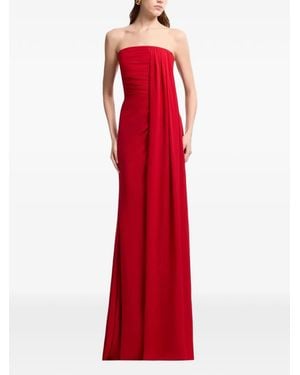 Elie Saab Strapless Draped Maxi Dress - Red