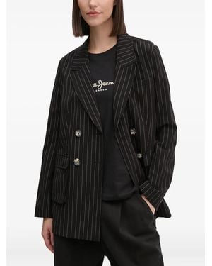DKNY Pinstripe Double-Breasted Jacket - Black